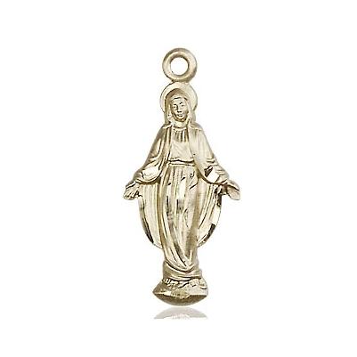 Miraculous Medal Necklace - 14K Gold Filled - 7/8 Inch Tall by 3/8 Inch Wide with 24" Chain