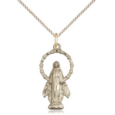 Miraculous Medal Necklace - 14K Gold Filled - 7/8 Inch Tall by 1/2 Inch Wide with 18" Chain