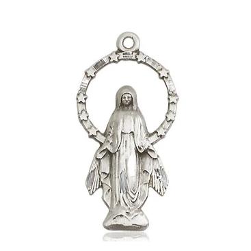 Miraculous Medal - Sterling Silver - 7/8 Inch Tall by 1/2 Inch Wide