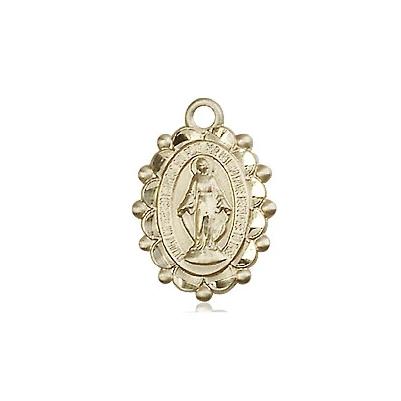 Miraculous Medal Necklace - 14K Gold Filled - 5/8 Inch Tall by 3/8 Inch Wide with 24" Chain