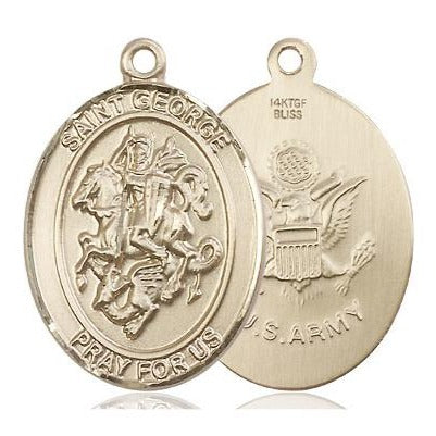 St. George Army Medal Necklace - 14K Gold Filled - 1 Inch Tall x 3/4 Inch Wide with 24" Chain