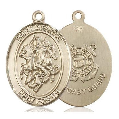 St. George Coast Guard Medal Necklace - 14K Gold Filled - 1 Inch Tall x 3/4 Inch Wide with 24" Chain