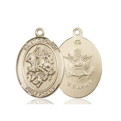 St. George Army Medal - 14K Gold - 1 Inch Tall x 3/4 Inch Wide