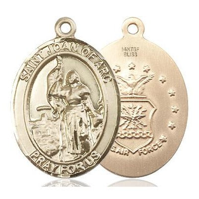 St. Joan of Arc Air Force Medal Necklace - 14K Gold Filled - 1 Inch Tall x 3/4 Inch Wide with 24" Chain