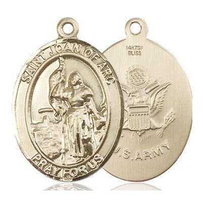 St. Joan of Arc Army Medal Necklace - 14K Gold Filled - 1 Inch Tall x 3/4 Inch Wide with 24" Chain