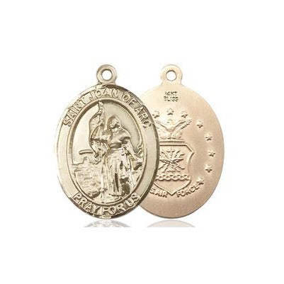 St. Joan of Arc Air Force Medal - 14K Gold - 1 Inch Tall x 3/4 Inch Wide