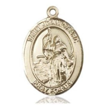 St. Joan of Arc Army Medal - 14K Gold - 1 Inch Tall x 3/4 Inch Wide