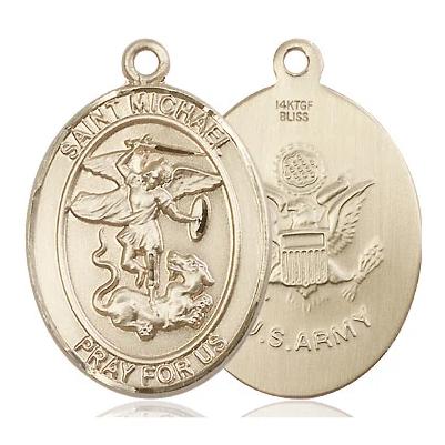 St. Michael Army Medal Necklace - 14K Gold Filled - 1 Inch Tall x 3/4 Inch Wide with 24" Chain