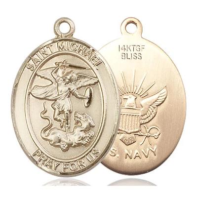 St. Michael Navy Medal - 14K Gold Filled - 1 Inch Tall x 3/4 Inch Wide