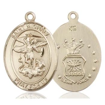 St. Michael Air Force Medal - 14K Gold - 1 Inch Tall x 3/4 Inch Wide