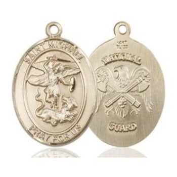 St. Michael National Guard Medal - 14K Gold - 1 Inch Tall x 3/4 Inch Wide
