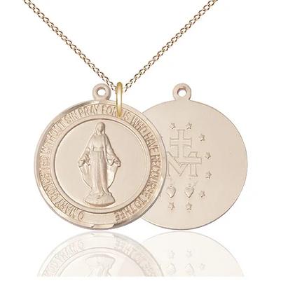 Miraculous Medal Necklace - 14K Gold Filled - 1 Inch Tall by 7/8 Inch Wide with 18" Chain