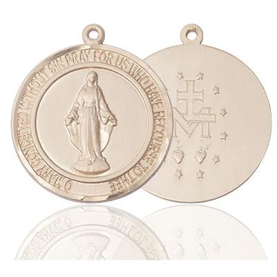 Miraculous Medal Necklace - 14K Gold Filled - 1 Inch Tall by 78 Inch Wide with 24" Chain