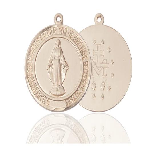 Miraculous Medal - 14K Gold - 1 Inch Tall by 7/8 Inch Wide