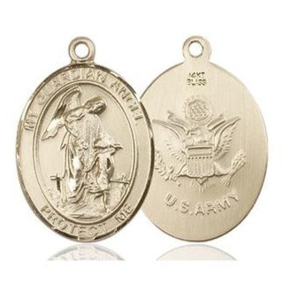 Guardian Angel Army Medal - 14K Gold - 3/4 Inch Tall x 1/2 Inch Wide