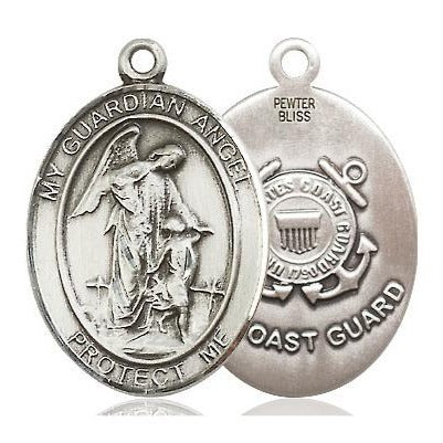 Guardian Angel Coast Guard Medal - Pewter - 1 Inch Tall x 3/4 Inch Wide