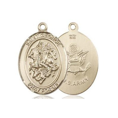 St. George Army Medal Necklace - 14K Gold Filled - 3/4 Inch Tall x 1/2 Inch Wide with 24" Chain