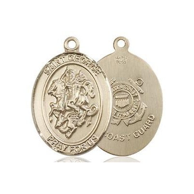 St. George Coast Guard Medal Necklace - 14K Gold Filled - 3/4 Inch Tall x 1/2 Inch Wide with 24" Chain