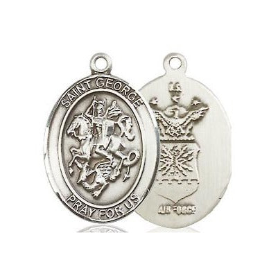 St. George Air Force Medal Necklace - Sterling Silver - 3/4 Inch Tall x 1/2 Inch Wide with 24" Chain