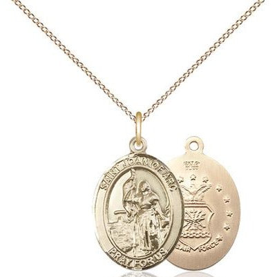 St. Joan of Arc Air Force Medal Necklace - 14K Gold Filled - 3/4 Inch Tall x 1/2 Inch Wide with 18" Chain