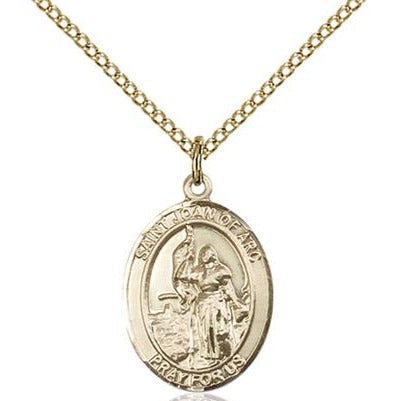 St. Joan of Arc Army Medal Necklace - 14K Gold Filled - 3/4 Inch Tall x 1/2 Inch Wide with 18" Chain