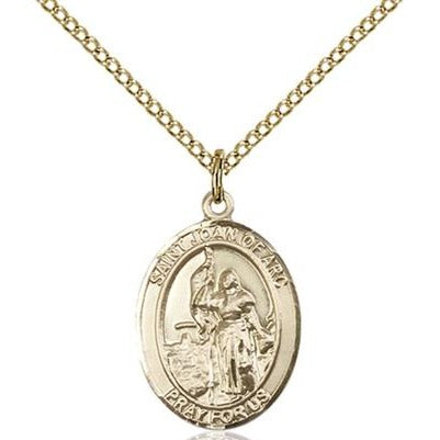 St. Joan of Arc National Guard Medal Necklace - 14K Gold Filled - 3/4 Inch Tall x 1/2 Inch Wide with 18" Chain