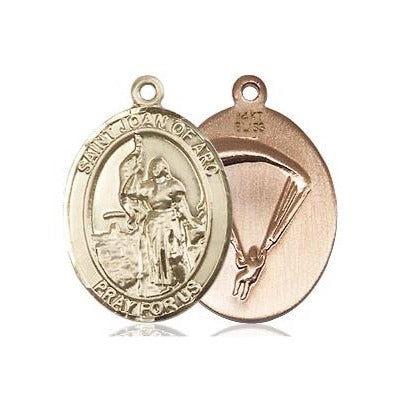 St. Joan of Arc Paratrooper Medal Necklace - 14K Gold - 3/4 Inch Tall x 1/2 Inch Wide with 24" Chain