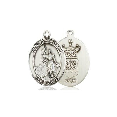 St. Joan of Arc Air Force Medal - Sterling Silver - 3/4 Inch Tall x 1/2 Inch Wide