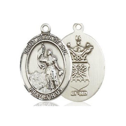 St. Joan of Arc Air Force Medal Necklace - Sterling Silver - 3/4 Inch Tall x 1/2 Inch Wide with 24" Chain