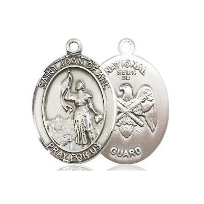 St. Joan of Arc National Guard Medal Necklace - Sterling Silver - 3/4 Inch Tall x 1/2 Inch Wide with 24" Chain