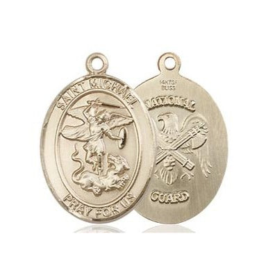 St. Michael National Guard Medal Necklace - 14K Gold Filled - 3/4 Inch Tall x 1/2 Inch Wide with 24" Chain