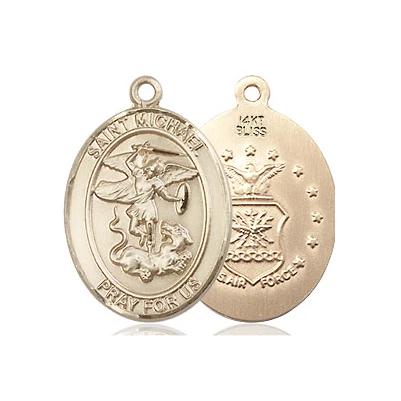 St. Michael Air Force Medal Necklace - 14K Gold - 3/4 Inch Tall x 1/2 Inch Wide with 24" Chain