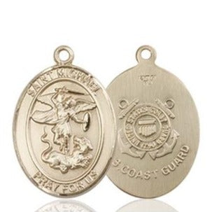 St. Michael Coast Guard Medal - 14K Gold - 3/4 Inch Tall x 1/2 Inch Wide
