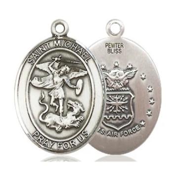 St. Michael Air Force Medal - Pewter - 3/4 Inch Tall x 1/2 Inch Wide