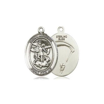 St. Michael Paratrooper Medal - Sterling Silver - 3/4 Inch Tall x 1/2 Inch Wide