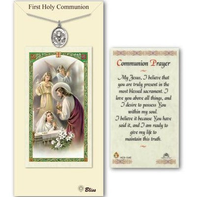 Chalice Catholic Medal With Prayer Card - Pewter