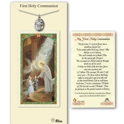 5-Way Chalice Catholic Medal With Prayer Card - Pewter
