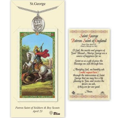 St. George Catholic Medal With Prayer Card - Pewter