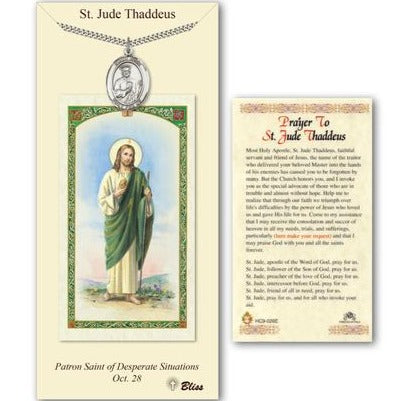 St. Jude Thaddeus Catholic Medal With Prayer Card - Pewter