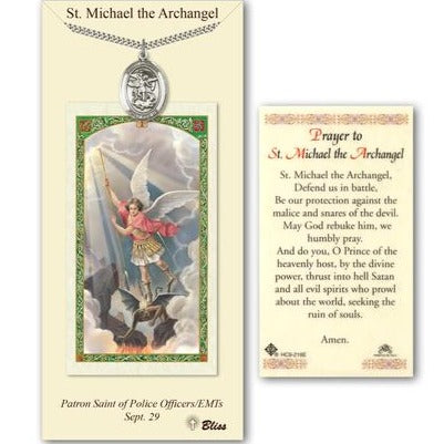 St. Michael the Archangel Catholic Medal With Prayer Card - Pewter