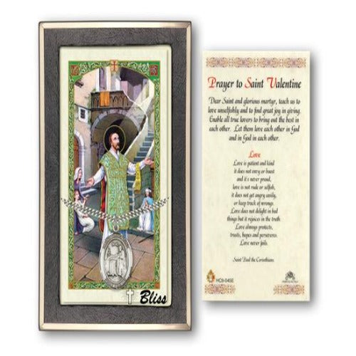 St. Valentine of Rome Catholic Medal With Prayer Card - Sterling Silver