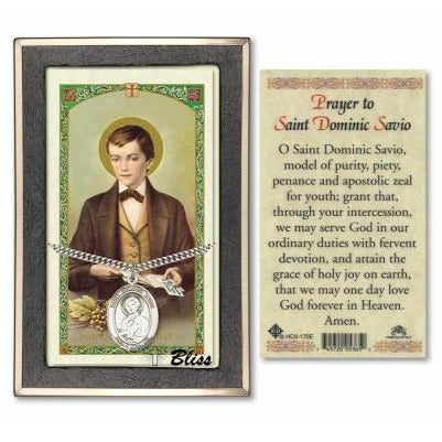 St. Dominic Savio Catholic Medal With Prayer Card - Sterling Silver