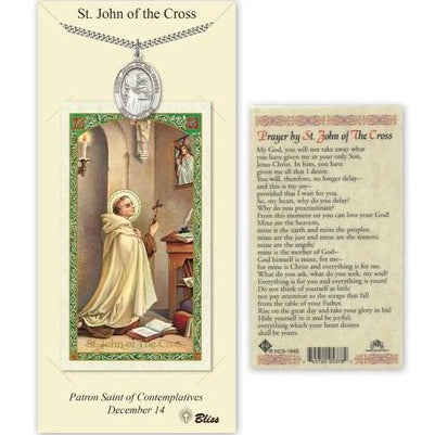 St. John of the Cross Catholic Medal With Prayer Card - Pewter