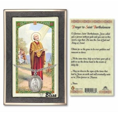 St. Bartholomew the Apostle Catholic Medal With Prayer Card - Sterling Silver