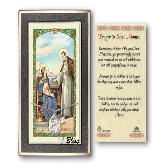 St. Monica Catholic Medal With Prayer Card - Sterling Silver
