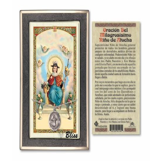 Nino de Atocha Catholic Medal With Prayer Card - Sterling Silver