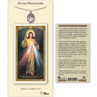 Divina Misericordia Catholic Medal With Prayer Card - Pewter