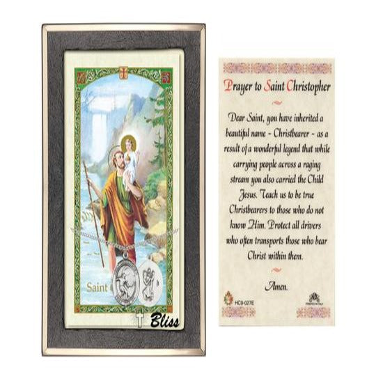 St. Christopher Catholic Medal With Prayer Card - Sterling Silver