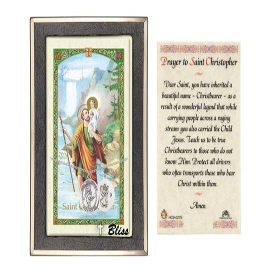 St. Christopher Catholic Medal With Prayer Card - Sterling Silver