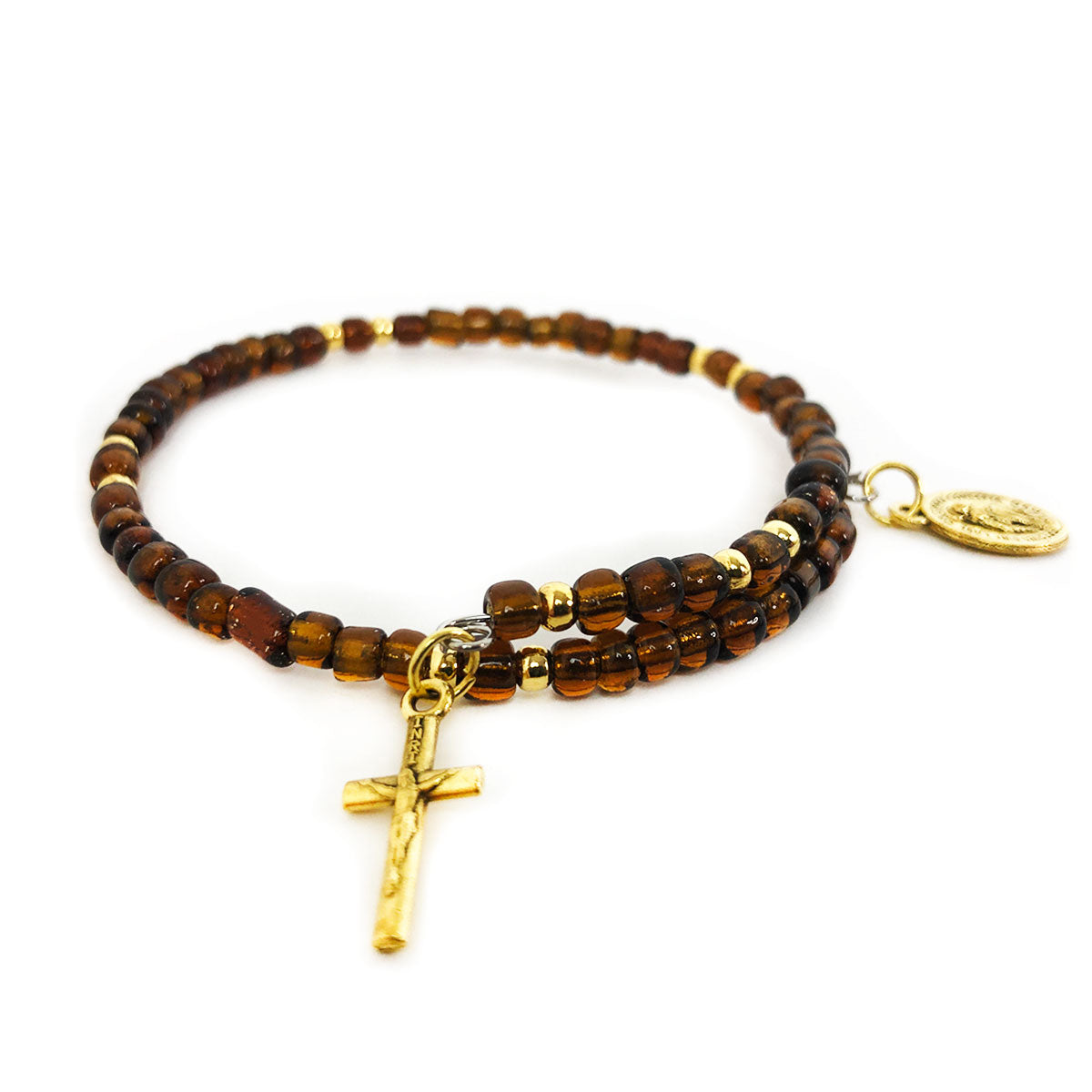 Miraculous Medal Necklace for Women Amethyst Layered Necklace with Rosary Bracelet Set by DALIA LORRAINE